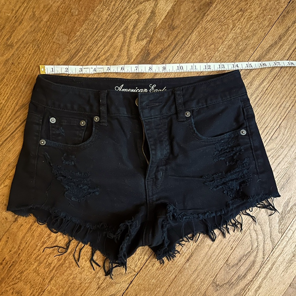 High waisted distressed shorts